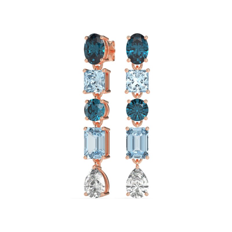 Multi-Shape Dangle 5 Stone Earrings