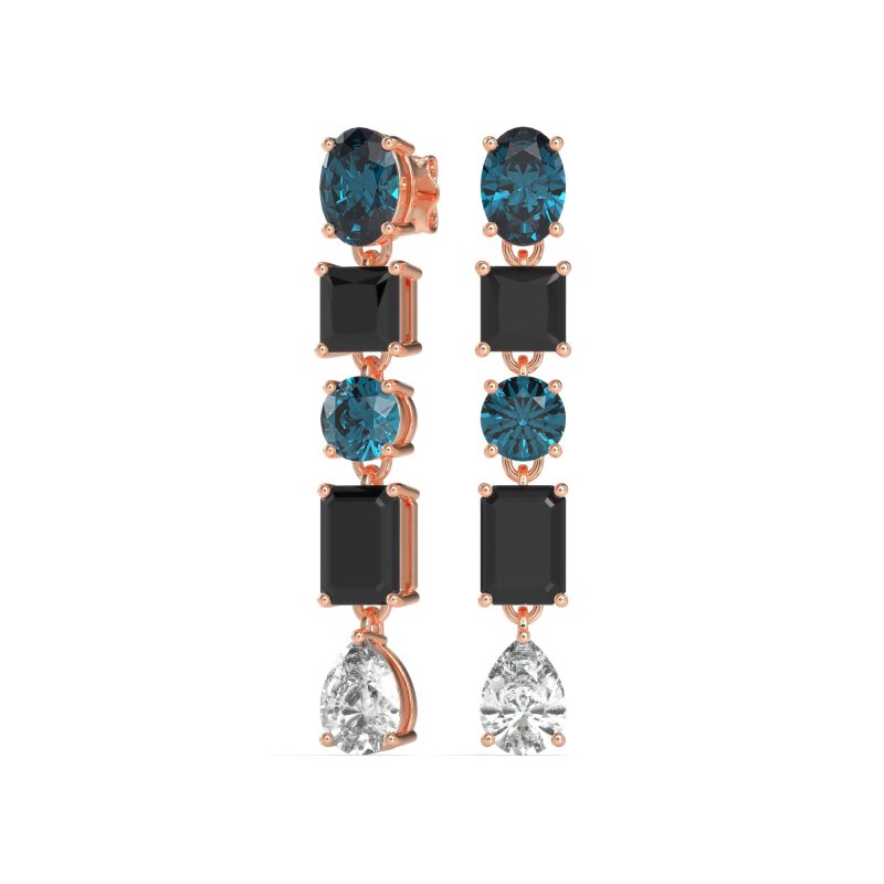 Multi-Shape Dangle 5 Stone Earrings