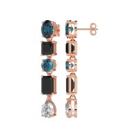 Multi-Shape Dangle 5 Stone Earrings