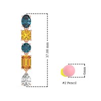 Multi-Shape Dangle 5 Stone Earrings