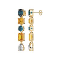 Multi-Shape Dangle 5 Stone Earrings