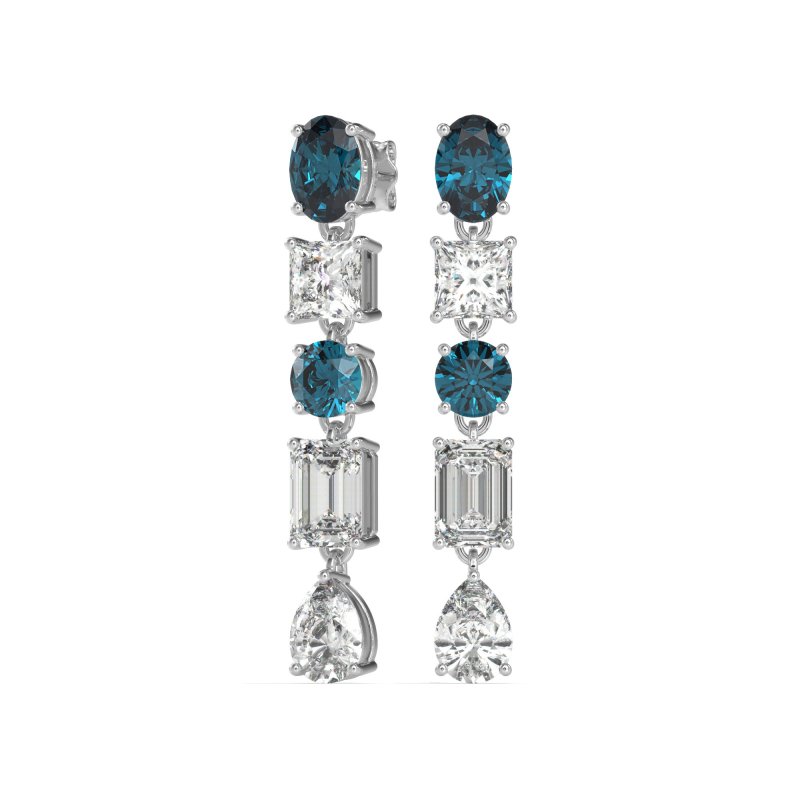 Multi-Shape Dangle 5 Stone Earrings