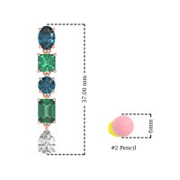 Multi-Shape Dangle 5 Stone Earrings