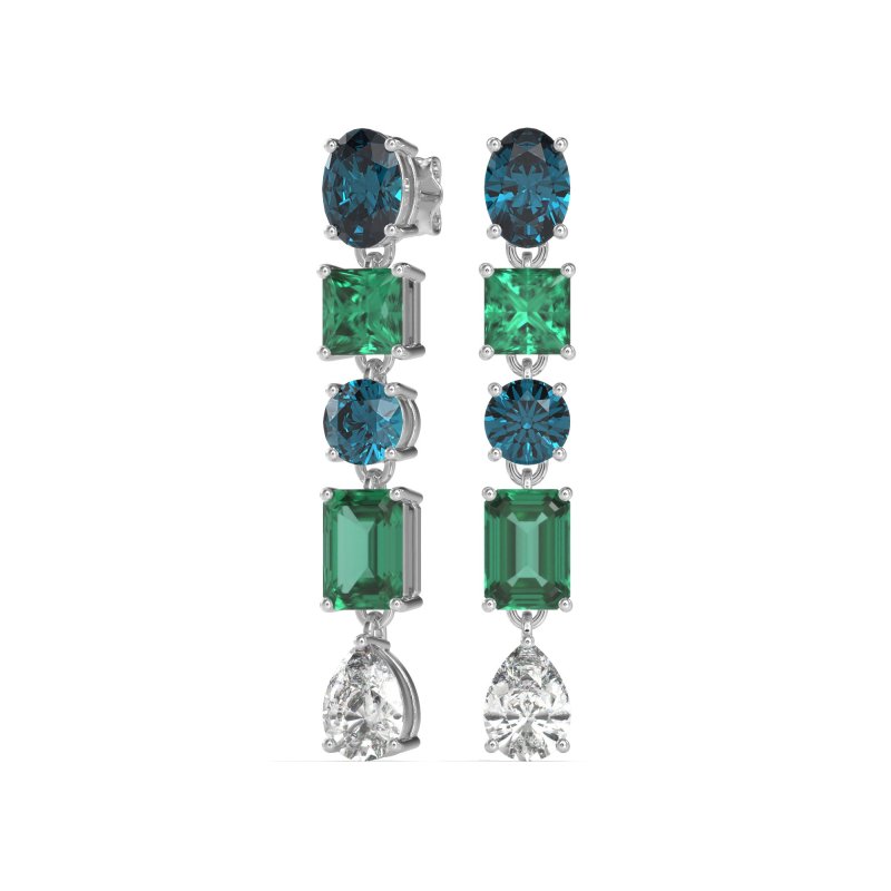 Multi-Shape Dangle 5 Stone Earrings