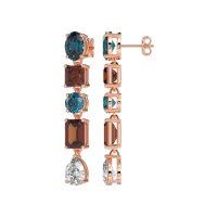 Multi-Shape Dangle 5 Stone Earrings
