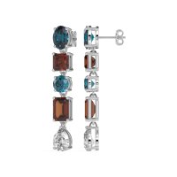 Multi-Shape Dangle 5 Stone Earrings