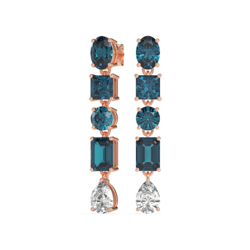 Multi-Shape Dangle 5 Stone Earrings