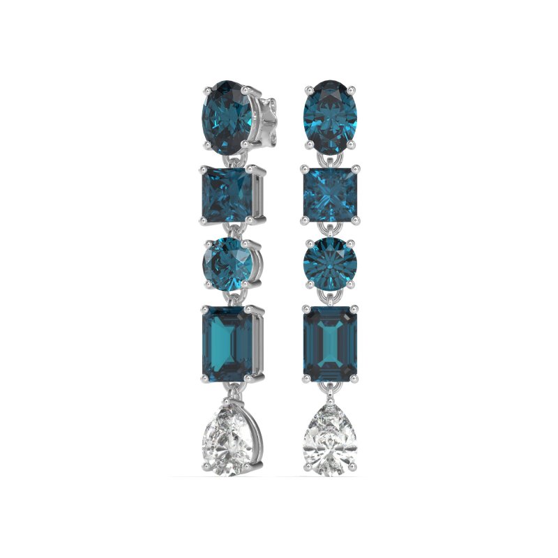 Multi-Shape Dangle 5 Stone Earrings