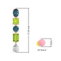 Multi-Shape Dangle 5 Stone Earrings