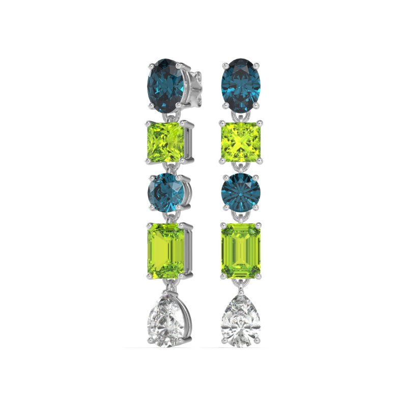 Multi-Shape Dangle 5 Stone Earrings