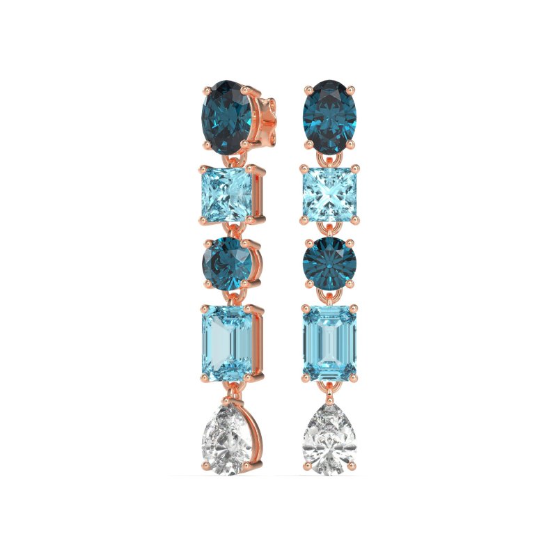 Multi-Shape Dangle 5 Stone Earrings