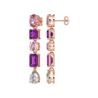Multi-Shape Dangle 5 Stone Earrings