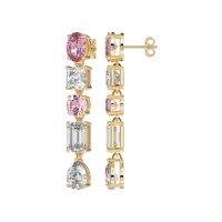 Multi-Shape Dangle 5 Stone Earrings