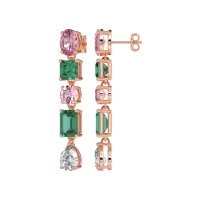 Multi-Shape Dangle 5 Stone Earrings