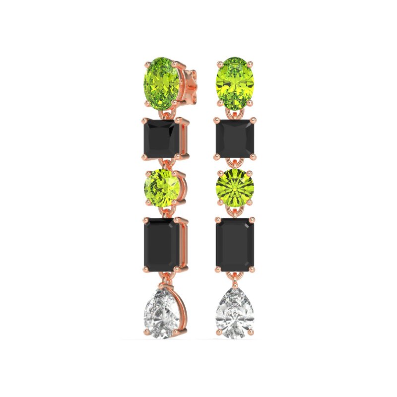 Multi-Shape Dangle 5 Stone Earrings