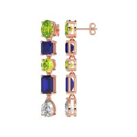 Multi-Shape Dangle 5 Stone Earrings