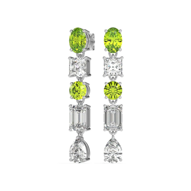 Multi-Shape Dangle 5 Stone Earrings