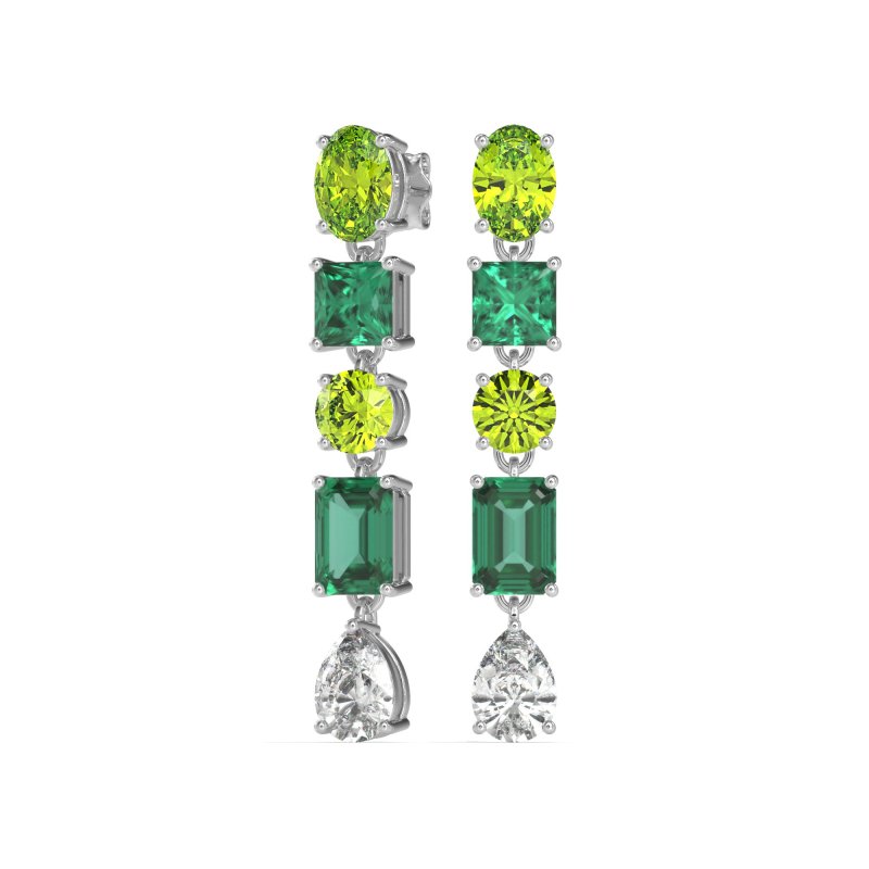 Multi-Shape Dangle 5 Stone Earrings