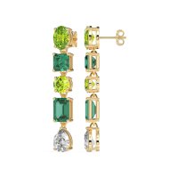 Multi-Shape Dangle 5 Stone Earrings