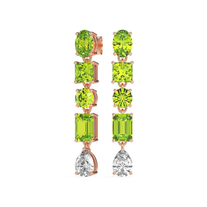 Multi-Shape Dangle 5 Stone Earrings