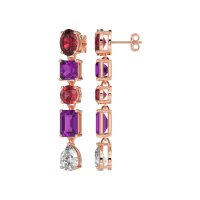 Multi-Shape Dangle 5 Stone Earrings