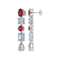 Multi-Shape Dangle 5 Stone Earrings