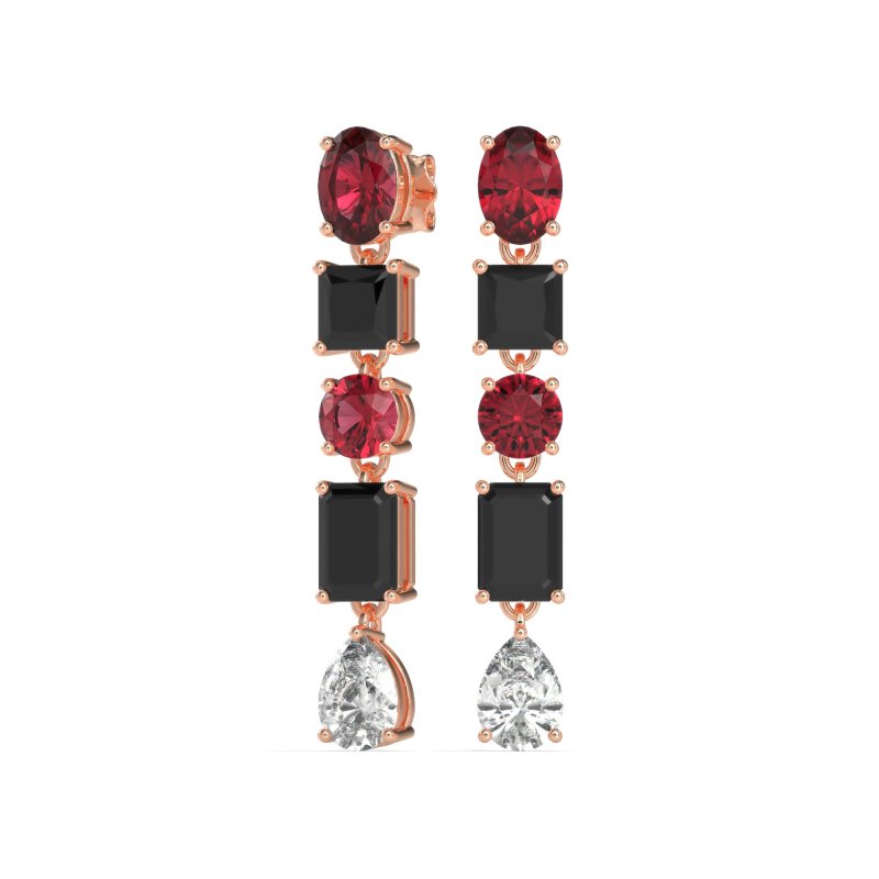 Multi-Shape Dangle 5 Stone Earrings