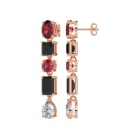 Multi-Shape Dangle 5 Stone Earrings