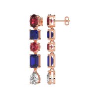 Multi-Shape Dangle 5 Stone Earrings