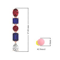 Multi-Shape Dangle 5 Stone Earrings