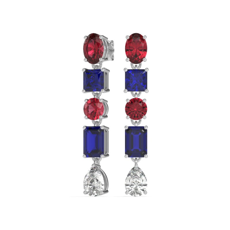 Multi-Shape Dangle 5 Stone Earrings