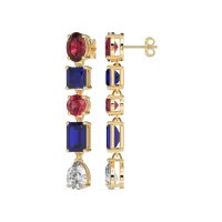Multi-Shape Dangle 5 Stone Earrings
