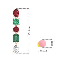 Multi-Shape Dangle 5 Stone Earrings