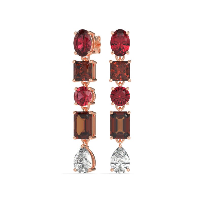 Multi-Shape Dangle 5 Stone Earrings
