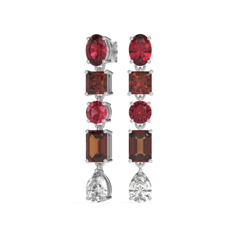 Multi-Shape Dangle 5 Stone Earrings