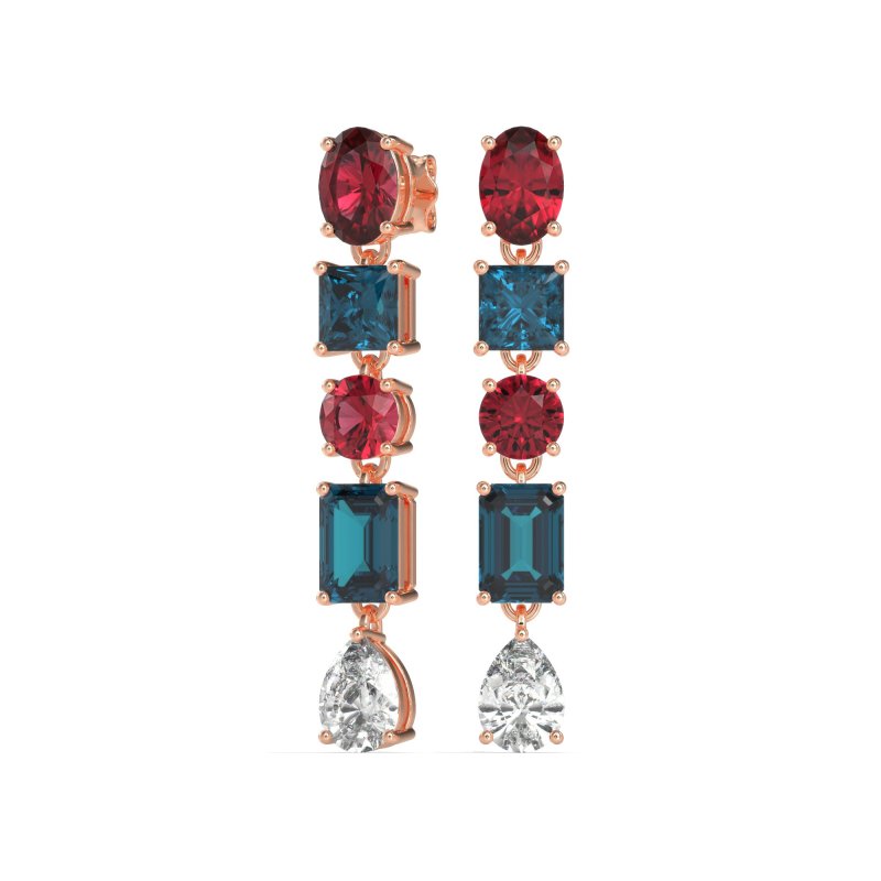 Multi-Shape Dangle 5 Stone Earrings