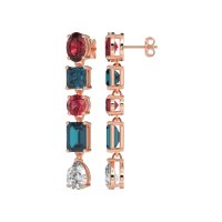 Multi-Shape Dangle 5 Stone Earrings