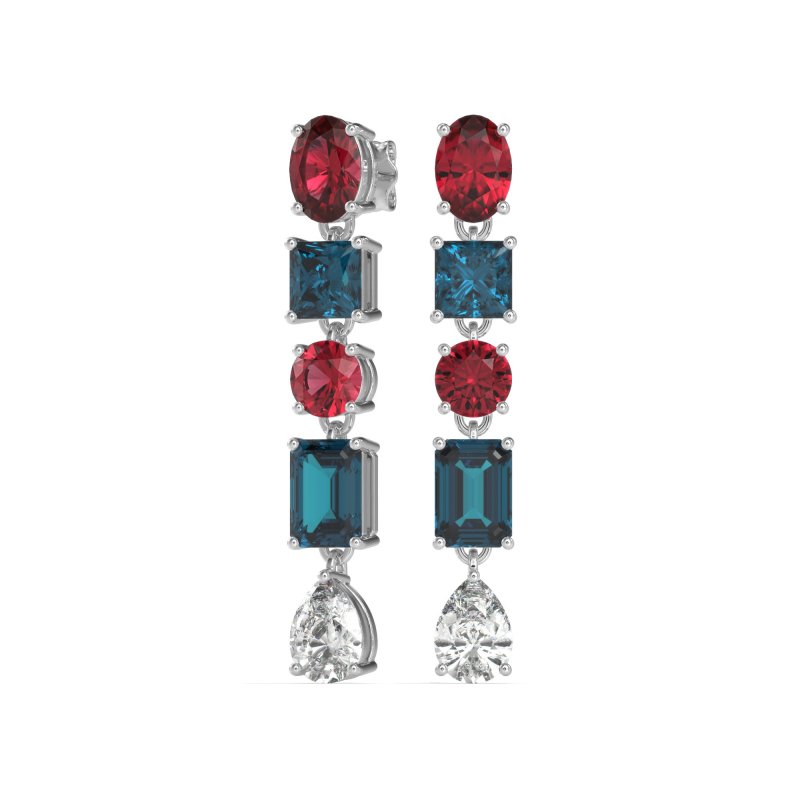 Multi-Shape Dangle 5 Stone Earrings