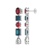 Multi-Shape Dangle 5 Stone Earrings