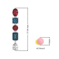 Multi-Shape Dangle 5 Stone Earrings
