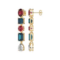 Multi-Shape Dangle 5 Stone Earrings