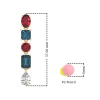 Multi-Shape Dangle 5 Stone Earrings