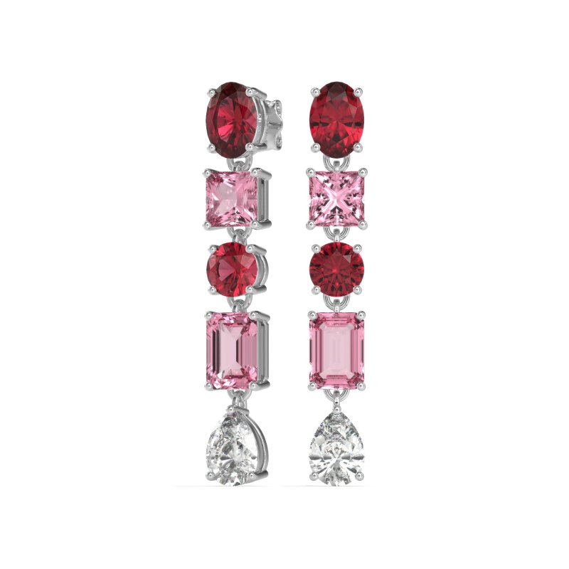 Multi-Shape Dangle 5 Stone Earrings
