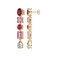 Multi-Shape Dangle 5 Stone Earrings