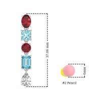 Multi-Shape Dangle 5 Stone Earrings