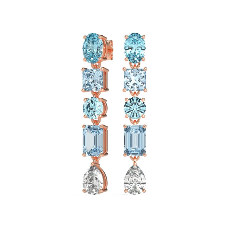 Multi-Shape Dangle 5 Stone Earrings