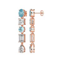 Multi-Shape Dangle 5 Stone Earrings