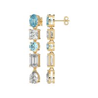 Multi-Shape Dangle 5 Stone Earrings