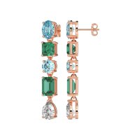 Multi-Shape Dangle 5 Stone Earrings