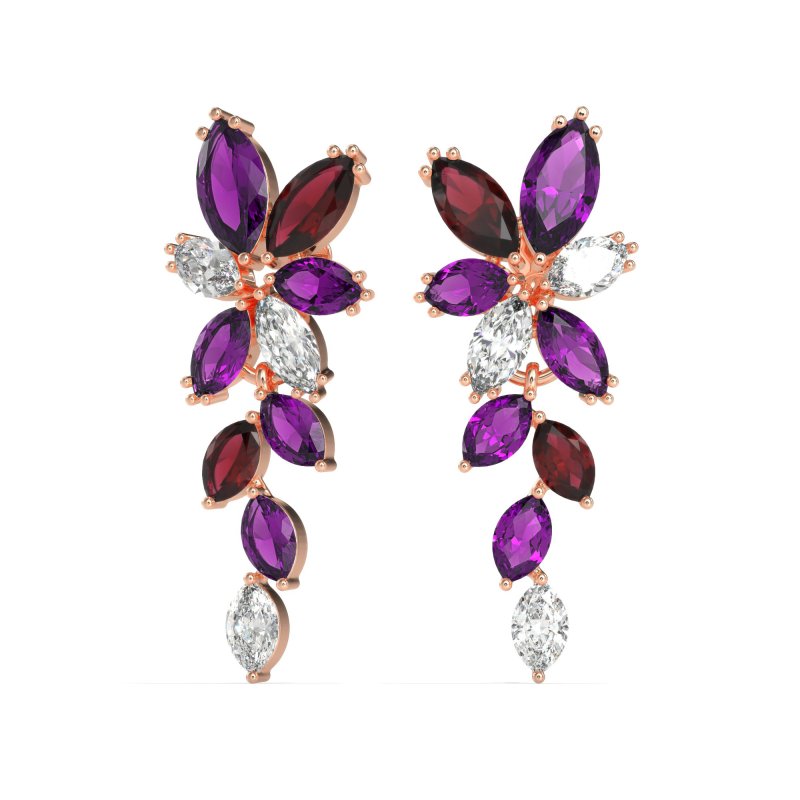 Marquise Floral Stud Earrings